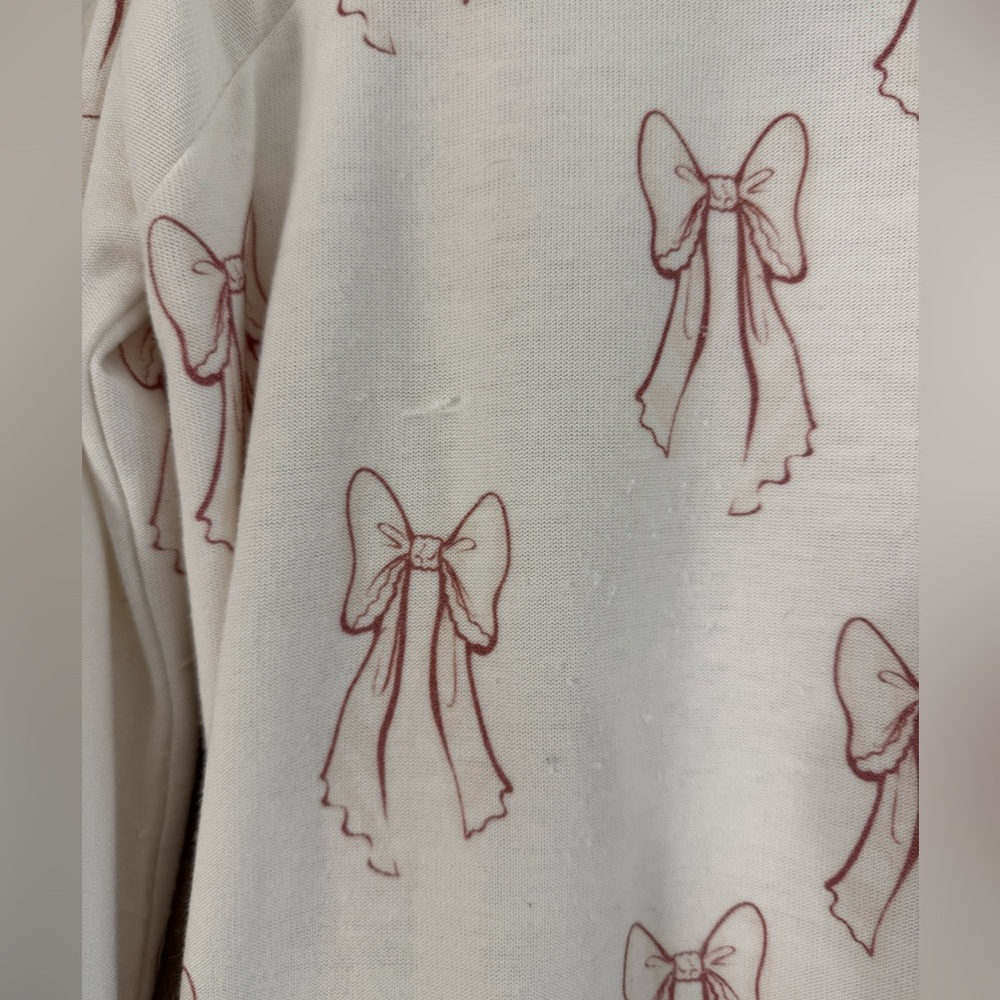 CHASER Allover Bows Girls Raglan Pullover Size 5 - Picture 5 of 7